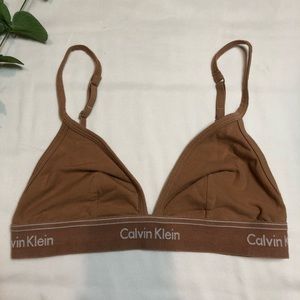 Calvin Klein tan triangle bralette, medium but fits like a small